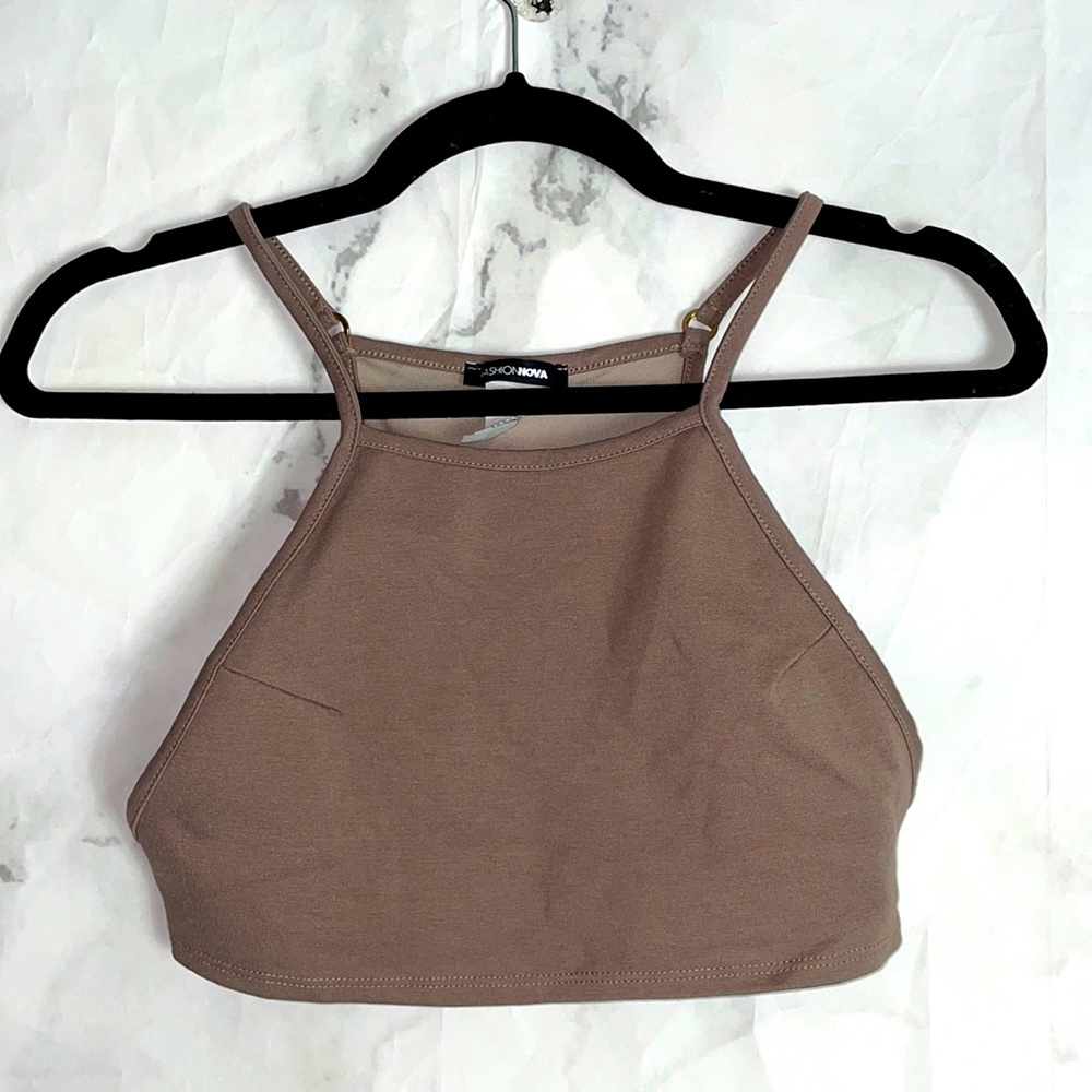 Fashion nova brown sport tank top crop top